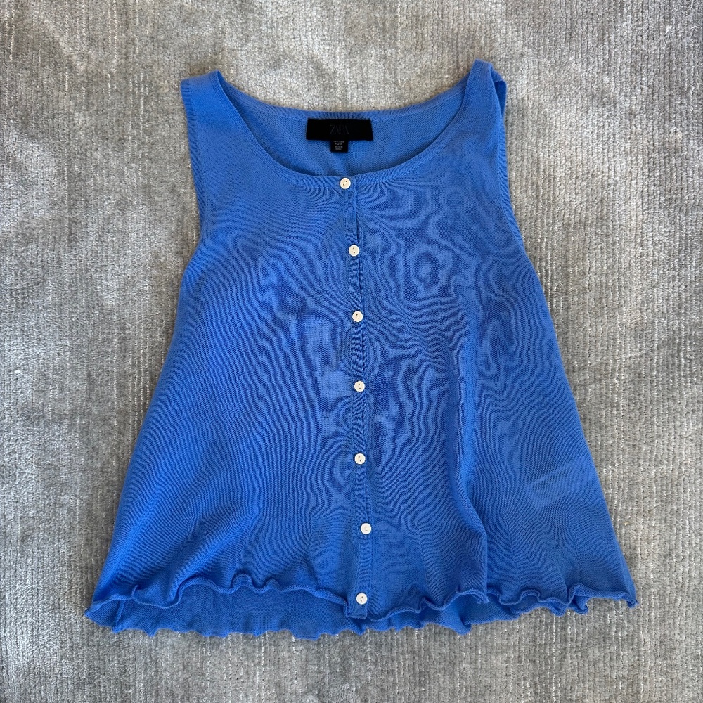 Zara Blue Flowy Tank NWOT
